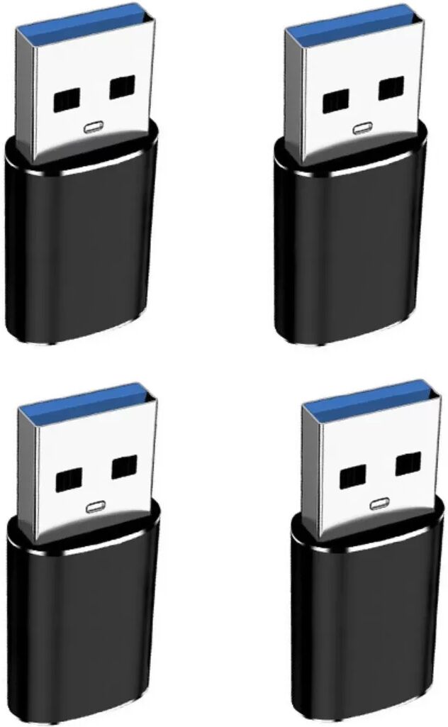 INF 4er-Pack USB-C-auf-USB-3.0-Adapter – USB-C-Buchse auf USB-A 3.0 OTG-Konverter mit Schnellladefunktion Schwarz