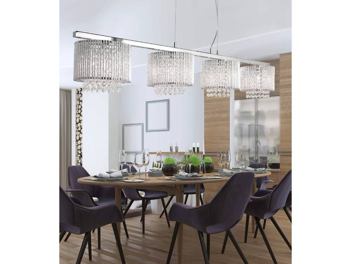Hanglamp Elise, dimbaar, chroom / zilver, Woon-/ Eetkamer, Aluminium, hanglamp