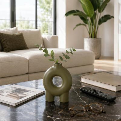 Sagebrook Home Decorative Vase - Ceramic Donut Cut-Out Footed, 7 in.