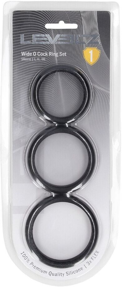 Levelz Set de 3 cockrings en silicone Wide O - L/XL/XXL - Noir