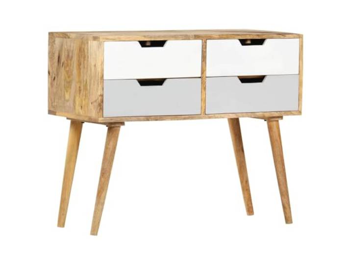 Foknhdi Sideboard 85x40x71 cm Mango Massivholz Kommode 4 Schubladen Vielseitige Aufbewahrung für Wohnzimmer und Flur dank vier Schubladen mit einzigartiger handwerklicher Holzmaserung.