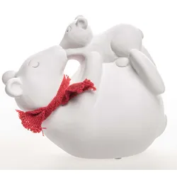 Eisbär mit Schal liegend 28cm
