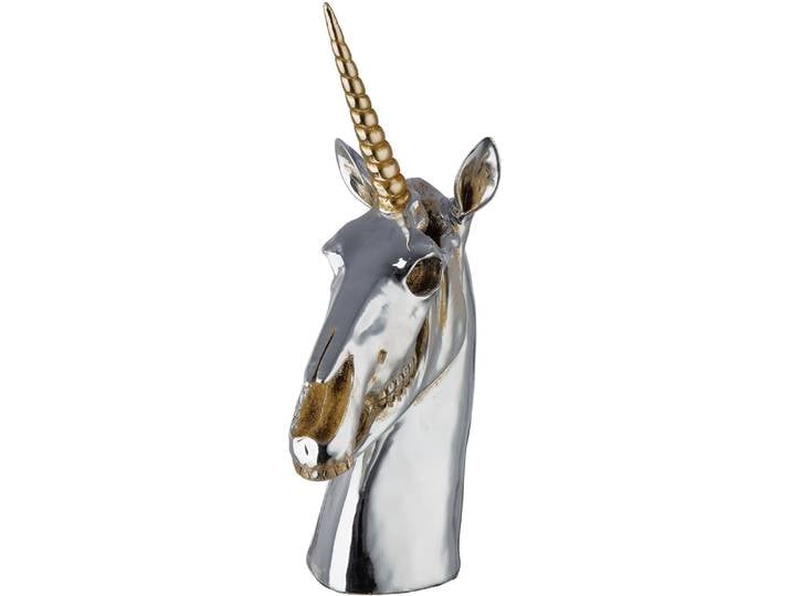 Skulptur GILDE Skulptur Einhorn Aurex , silber (silberfarben), B:18cm, Kunstharz, Dekofiguren, Skulptur