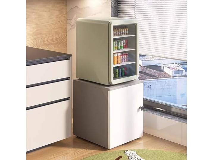 Mini-Kühlschrankständer Kühlschrankschrank mit Oder Ohne Türen, Kühlschrank-Aufbewahrungsregal, Organisationsregal für Schlafzimmer und Büro, Universelles Aufbewahrungsregal / Möbelwagen(Gray,50X50CM(