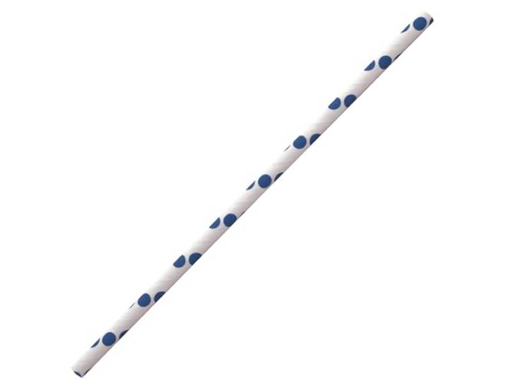 5000 Stück NATUREStar Papier-Trinkhalme Classic gepunktet, dunkelblau-weiß, L: 19,7 cm, Ø: 0,6 cm, Karton, Strohhalme Papier, Trinkhalme, Papierstrohhalme