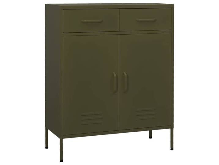 Vintage Vaisselier Buffet de rangement - Vert - Armoire de rangement Vert olive 80x35x101 5cm Acier _009076949