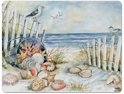 CounterArt "Coastal Sanctuary Flexible Plastic Cutting Board Mat 15"" x 11.5"", Made in the USA, Decorative, Flexible, Easy to Clean"