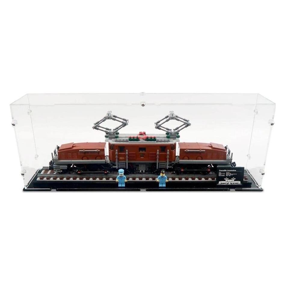 iDisplayit Acryl-Display für LEGO 10277 Krokodil-Lokomotive (mit schwarzem Boden) (EC551020NS-BLK)