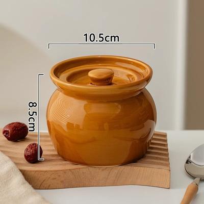 Discount Dollar Deals Ceramic Single Serve Stew Pot Small Ceramic Soup Pot For One Person, Food Grade, Non Stick Cooking brown