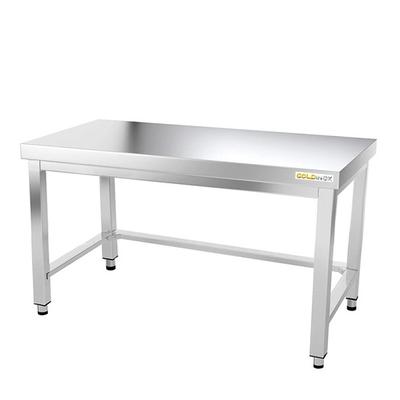 Arbeitstisch aus Edelstahl mit Unterbau 1400 x 600 mm und PREMIUM-Verstärkung / GOLDINOX. GOLDINOX
