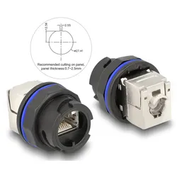 Delock RJ45 Cat.6A Einbaubuchse mit LSA Anschluss schwarz