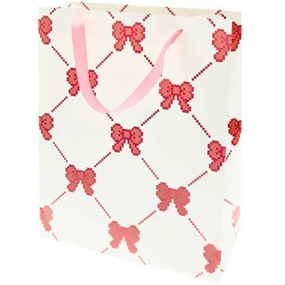 Geschenktüte Pixel Schleifen, Creme, L, MIX