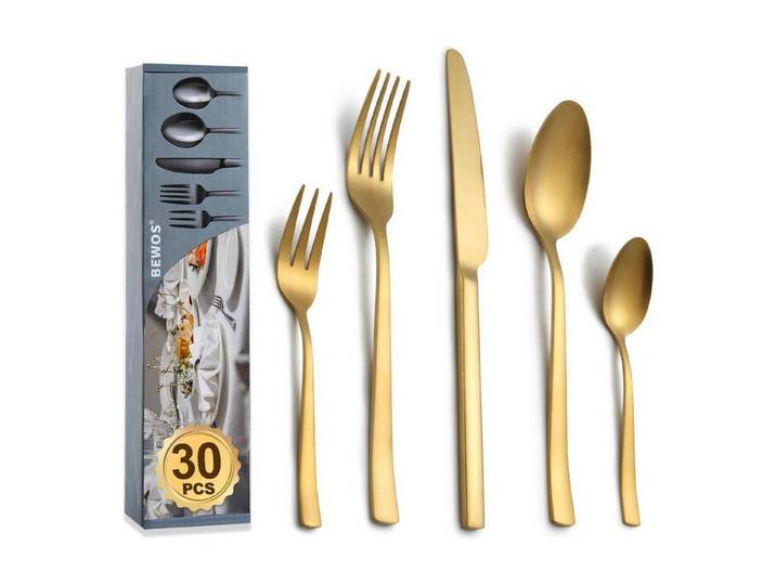 LuxusKollektion Besteck-Set Besteckset 30tlg 30 Stück Gold Quadratische Griffe 30 Stück