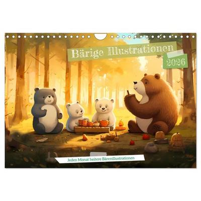 Bärige Illustrationen (Wandkalender 2026 DIN A4 quer), CALVENDO Monatskalender