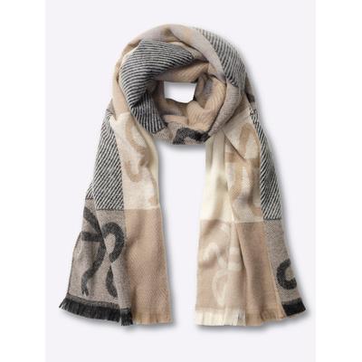 Modeschal HEINE, Damen, beige (puder), Viskose, gemustert, Modetücher