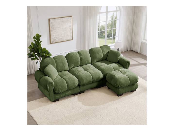 Odikalo Ecksofa Loungesofa Chenille Modulares Sofas geeignet für das Wohnzimmer, Chenille Sofa,Feines Steppdesign, Modulares sofa,Dicke Sitzkissen,Weich & Stützend,Ergonomisch geformte Rückenlehne,Einfach Aufzubauen