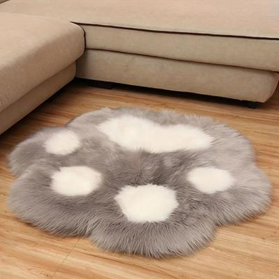 Uplifted Goods Ultra Soft Plush Cat Paw Decorative Floor Mat grey White