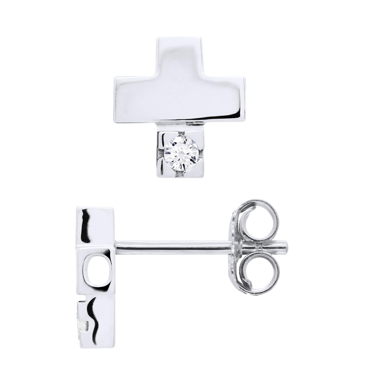 Stud Oorbellen Diamond Jewelry 0060 Cts CROSS 925