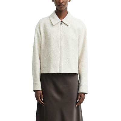 Bouclèjacke COMMA, Damen, Gr. 44, whisper weiß, Bouclé, Obermaterial: 60% Viskose, 40% Wolle, unifarben, taillenbedeckt, Jacken, mit wärmender Wolle, kurze Passform