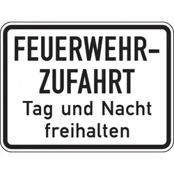 Schild I Hinweisschild Feuerwehrzufahrt Tag/Nacht freihalten, Aluminium RA0, reflektierend, 600x450mm, DIN 67520