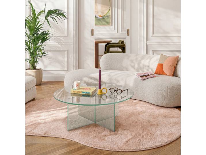 HABITAT - Table basse ronde en verre trempé - Transparent - Design by Céline Mognon Fichet - Elory