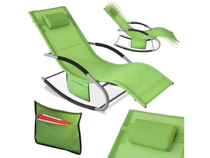 SoBuy Sonnenliege mit Kopfkissen 150x87x63cm Belastbar bis 150kg Garten