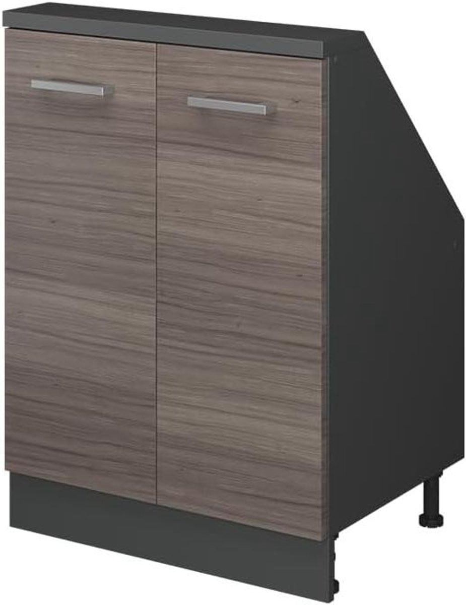 Edelgrijs Keukenkast Hoekkast voor Schuine Wand - Breedte: 60 cm