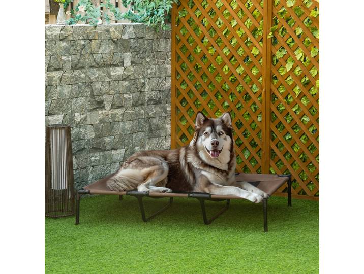 PawHut Lit Chien XXL sur Pieds Marron Clair 122x92cm