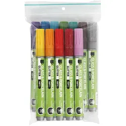 Creative Toys, Marker, Glas- und Porzellanmalstifte - Glitzer - Halbdeckend - 12 Stck. (12x)