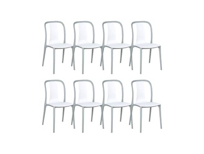 Beliani Gartentstuhl 8er Set Kunststoff weiß/grau stapelbar modern Spezia