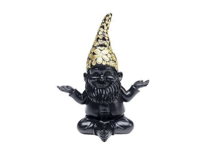 Dekofigur KARE DESIGN Zwerg Meditation, Schwarz-Gold , bunt, B:15cm H:19cm T:10cm, Kunststoff, Dekofiguren, Dekofigur