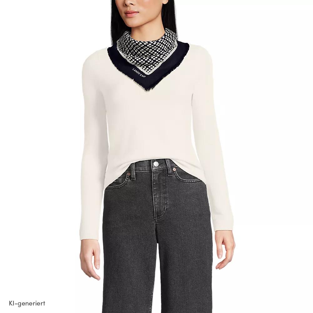 Gemusterter Karreeschal aus Wolle für Damen, Damen, size: regular, Schwarz, Wolle, by Lands' End