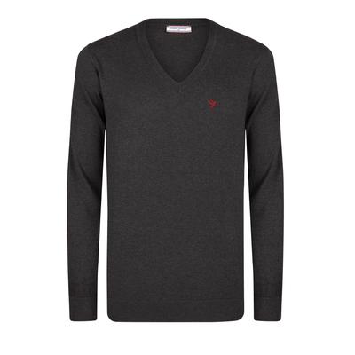 V-Ausschnitt-Pullover FELIX HARDY "Pullover mit V-Ausschnitt", Herren, Gr. S, grau (anthrazit), 100% Baumwolle, V-Ausschnitt, Pullover