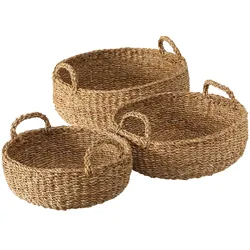 Boltze Seegras Korb Sophy 3-teilig, H22-28/Ø40-55 cm, natur