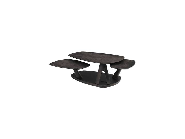 Ausziehbarer, flexibler Design Keramik Couchtisch „Opus“ Keramik Rostbraun Akante Design
