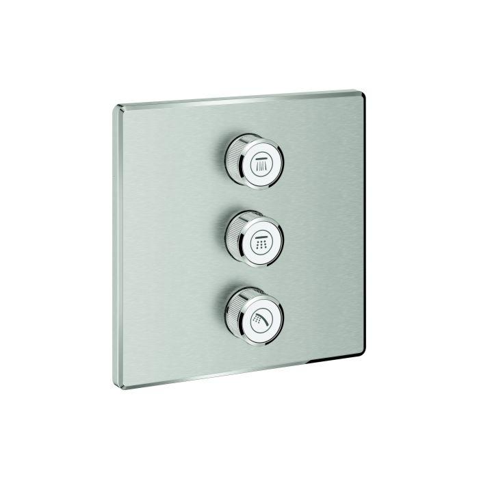 Grohe Grohtherm Smartcontrol Fertigmontageset 29127DC0 supersteel, eckig, 3-fach Unterputzventil