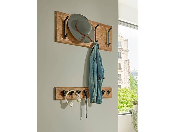 Patère en bois massif Chilamu 90 x 36 x 12cm Marron