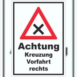 HB-Druck Aufkleber Achtung Kreuzung Vorfahrt rechts A1 (594x841mm)