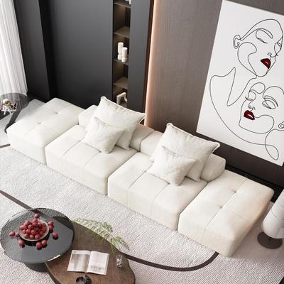 Modern 4 PCS DIY Combination Modular Sofa with 2 Ottoman & 4 Pillows