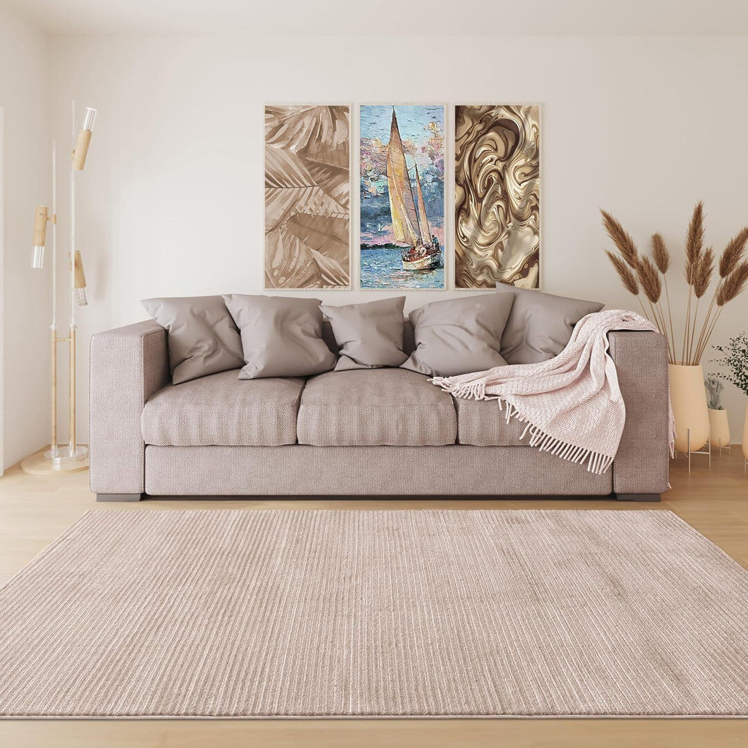 Ruglenza Home Ruglenza Modern Area Rug - Soft Pile Easy Clean Carpet for Living Room & Bedroom, Durable Synthetic Fibre, Stylish Home Decor Rug Mink-Lines 160 x 230 cm