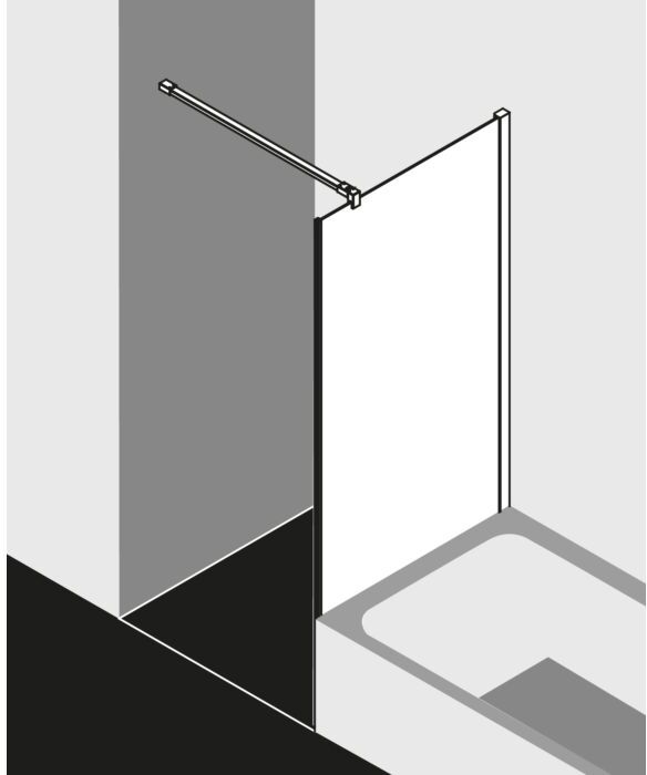 Kermi Tusca Seitenwand neben Badewanne mit Wandprofil TUTVP08017VAK 80x175cm, silber hochglanz, ESG klar, verkürzt