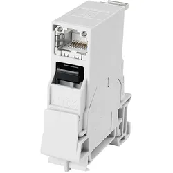 Telegärtner STX DIN-Ausgang für Schienenmontage, Elektronikkabel + Stecker, Grau