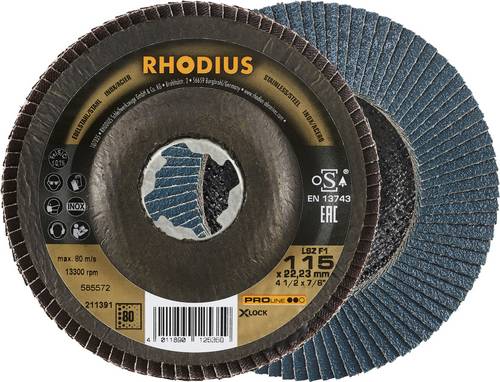 Rhodius 211391 LSZ F1 X-LOCK Fächerschleifscheibe Körnung (num) 80 Edelstahl, Stahl 10St.