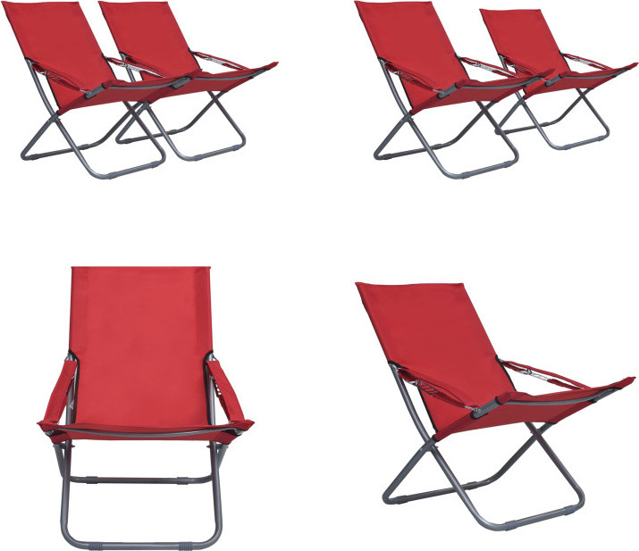 vidaXL Set van 2 Opvouwbare Strandstoelen - Rood