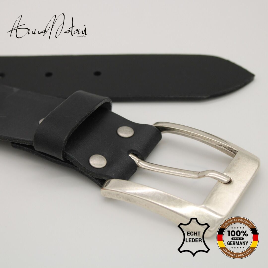 Ledergürtel ANNAMATONI "AnnaMatoni Ledergürtel Rivo Ledergürtel Rivo", Herren, Gr. TW95 - 110cm Gesamtlänge, schwarz (schwarz 790), 100% Leder, Gürtel Ledergürtel