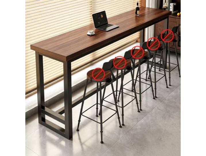 Bartisch Massivholz Schmaler Stehtisch mit Metallgestell für Küche Café Massivholzplatte mit stabilem Metallgestell, schmaler Bartisch für Küche, Café und Wohnzimmer, platzsparendes Design