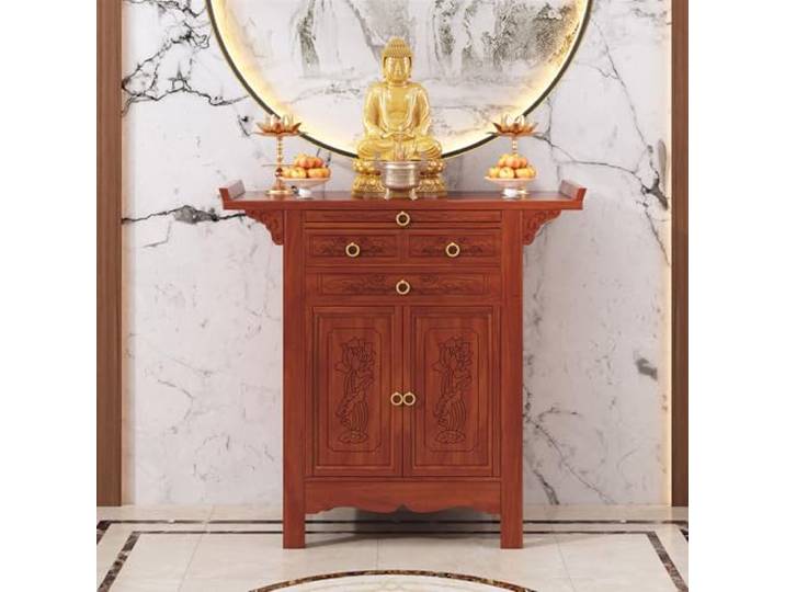 Meditationstisch mit Aufbewahrungsaltarschrank, persönlicher Schreinständer, Gebetsmeditationsständer, persönlicher Schreinaltartisch, Buddha-Nische, chinesischer Schrank mit Aufbewahrung (128 x 48,8