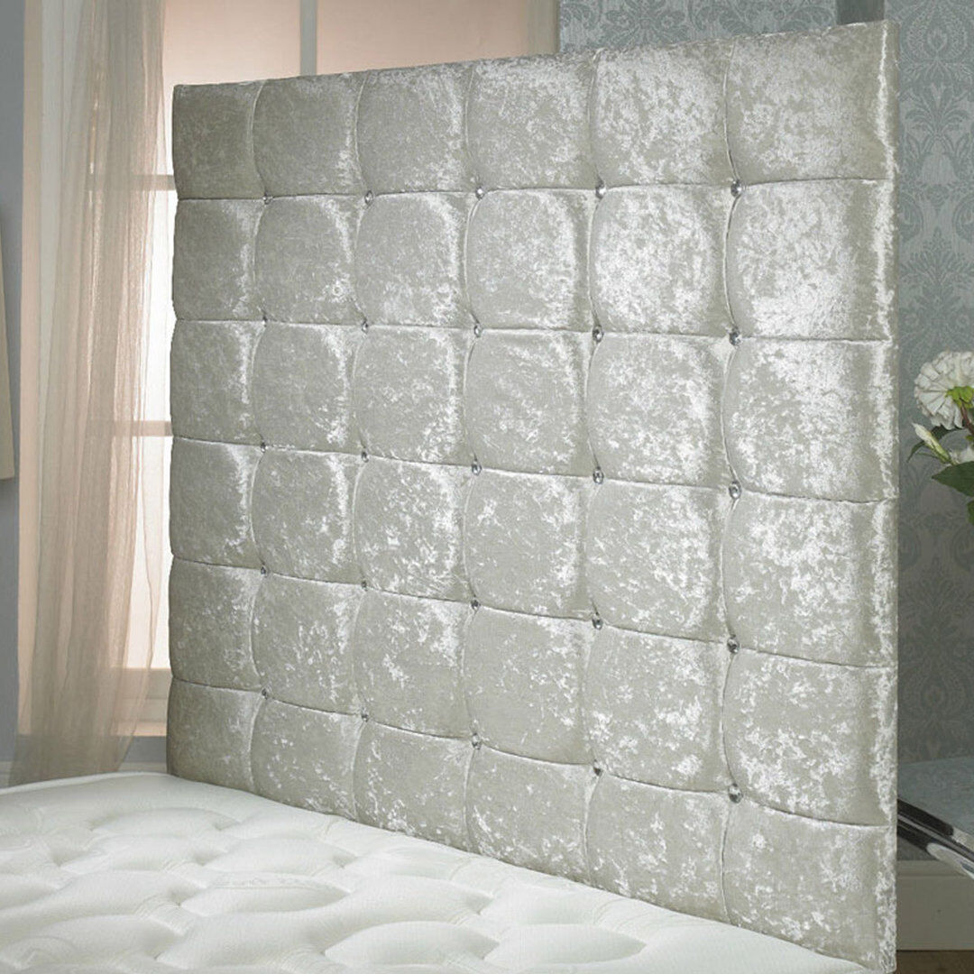 Rosdorf Park Shockley Upholstered Headboard White/Crushed Velvet Fabric Kingsize (5')