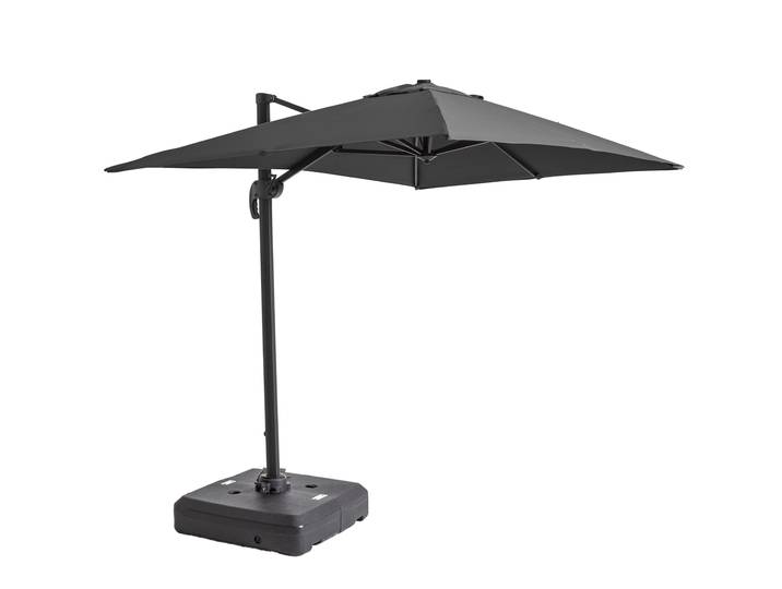 Oviala - Parasol déporté 2x3 m rectangulaire inclinable rotatif 360° et dalle à lester sur roues 100L