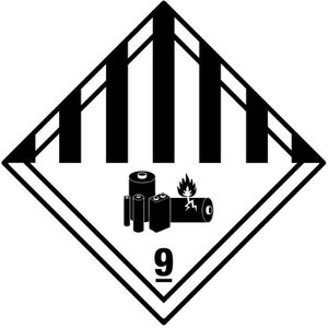 Boxlab Gefahrgutaufkleber Gefahrzettel, Klasse 9A, Batterien, 100 x 100 mm, 100 Stück